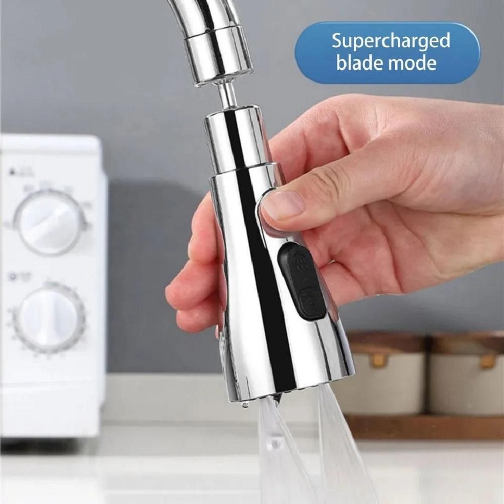 Flexible Tap Extender for Kitchen Sink – 360° Rotating Chrome-Plated 3-Mode Spray Head Faucet Attachment | Splash-Proof Water Tap Extension, Easy Installation | 22mm & 24mm Taps (Chrome)