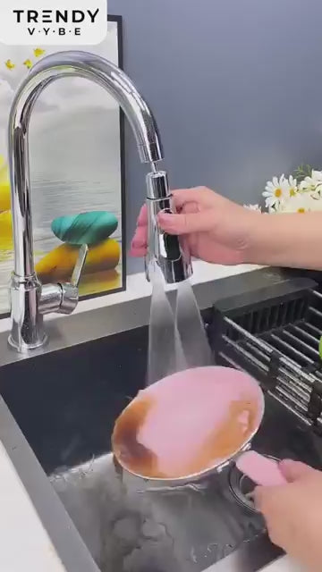 Flexible Tap Extender for Kitchen Sink – 360° Rotating Chrome-Plated 3-Mode Spray Head Faucet Attachment | Splash-Proof Water Tap Extension, Easy Installation | 22mm & 24mm Taps (Chrome)